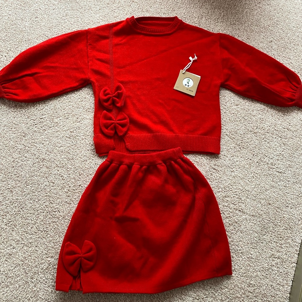 Red sweater/skirt set